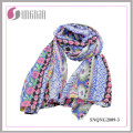 2015 Hot Fashion Ethnic Prints 100% Polyester Silk Scarf (SNQNG2009)